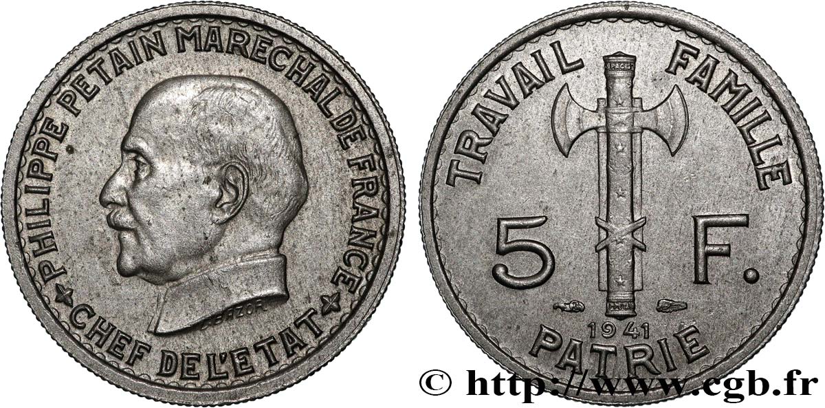 5 francs Pétain  1941  F.338/2 TTB+ 