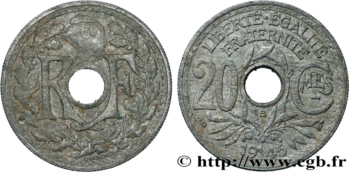 20 centimes Lindauer 1945 Beaumont-le-Roger F.155/3 MBC+ 