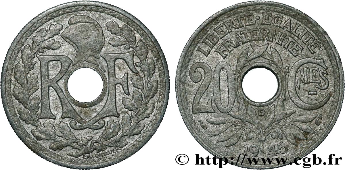 20 centimes Lindauer 1945 Beaumont-le-Roger F.155/3 AU 