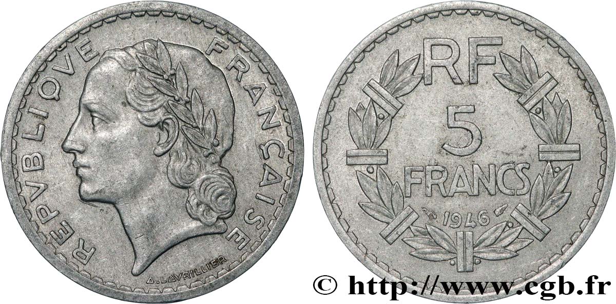 5 francs Lavrillier, aluminium 1946  F.339/6 MBC 