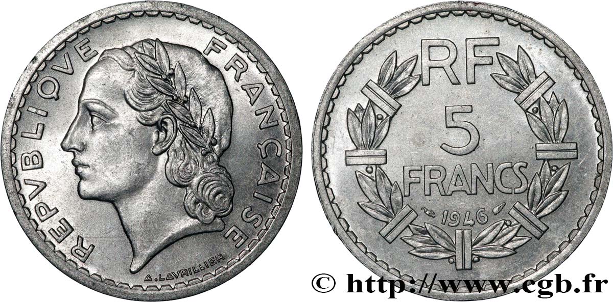 5 francs Lavrillier, aluminium 1946  F.339/6 TTB+ 