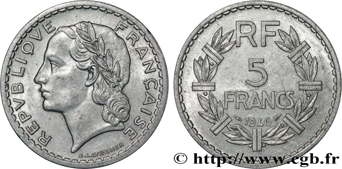 5 francs Lavrillier, aluminium 1946  F.339/6 SUP 