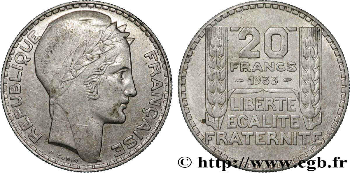 20 francs Turin, Rameaux Longs 1933  F.400/5 TTB+ 