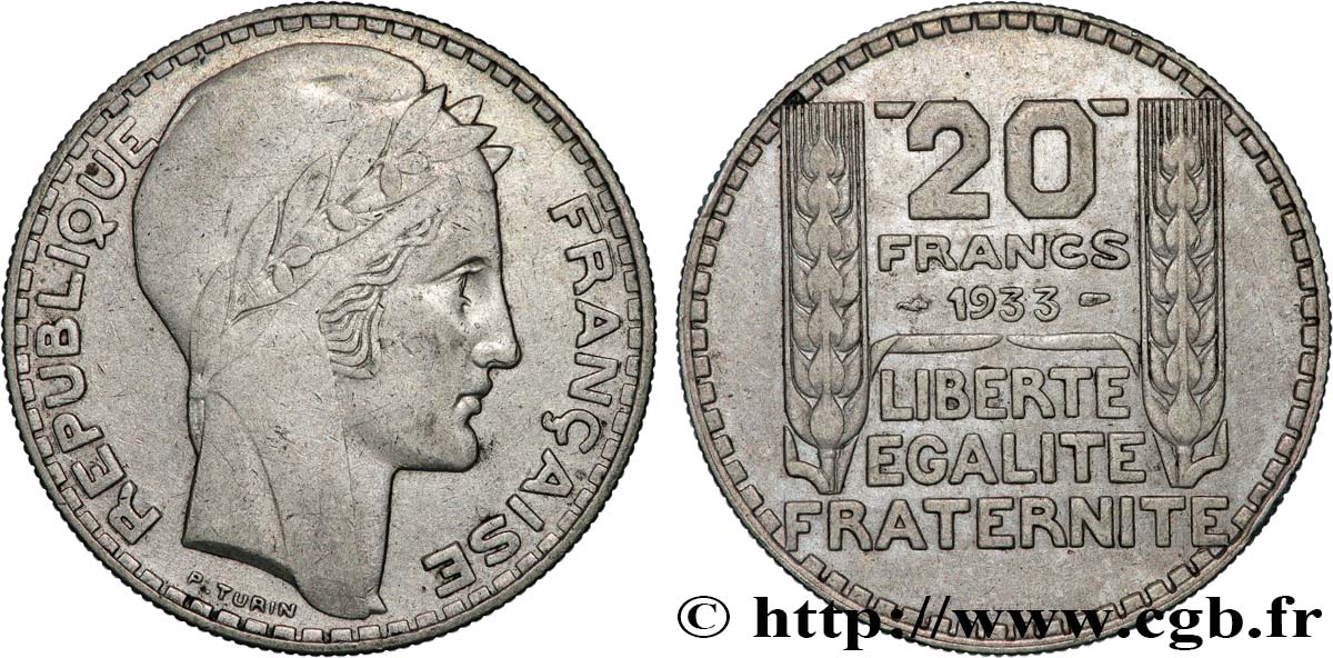 20 francs Turin, Rameaux Longs 1933  F.400/5 VF 