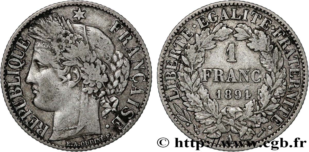 1 franc Cérès, Troisième République 1894 Paris F.216/12 fSS 