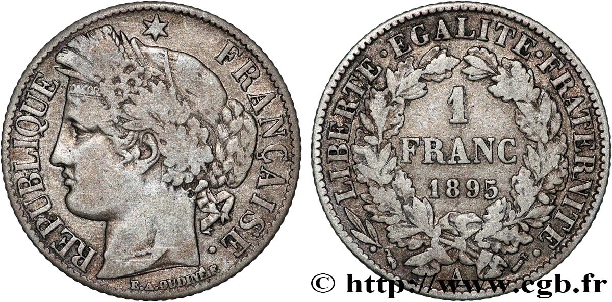 1 franc Cérès, Troisième République 1895 Paris F.216/13 BC 