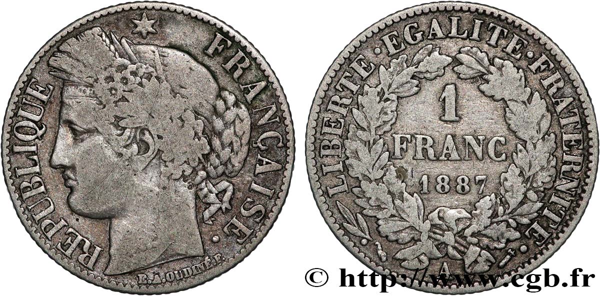 1 franc Cérès, IIIe République 1887 Paris F.216/9 fS 