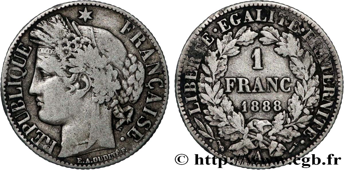 1 franc Cérès, IIIe République 1888 Paris F.216/10 TB 