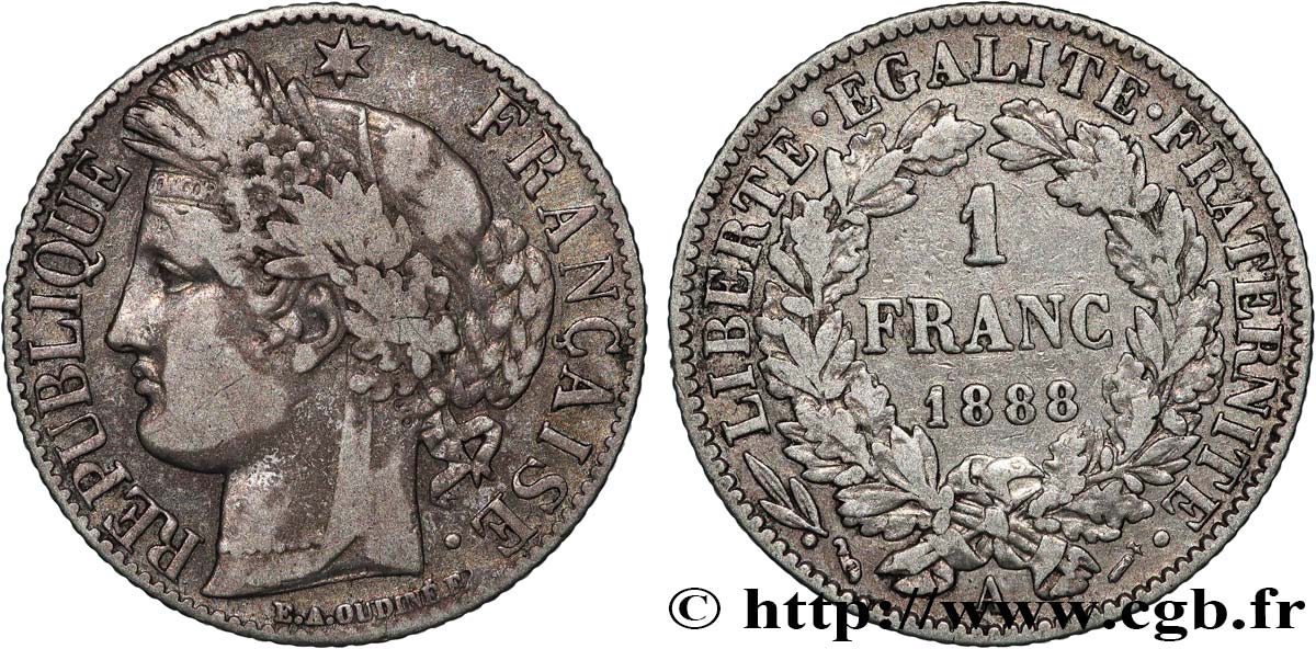 1 franc Cérès, IIIe République 1888 Paris F.216/10 F 