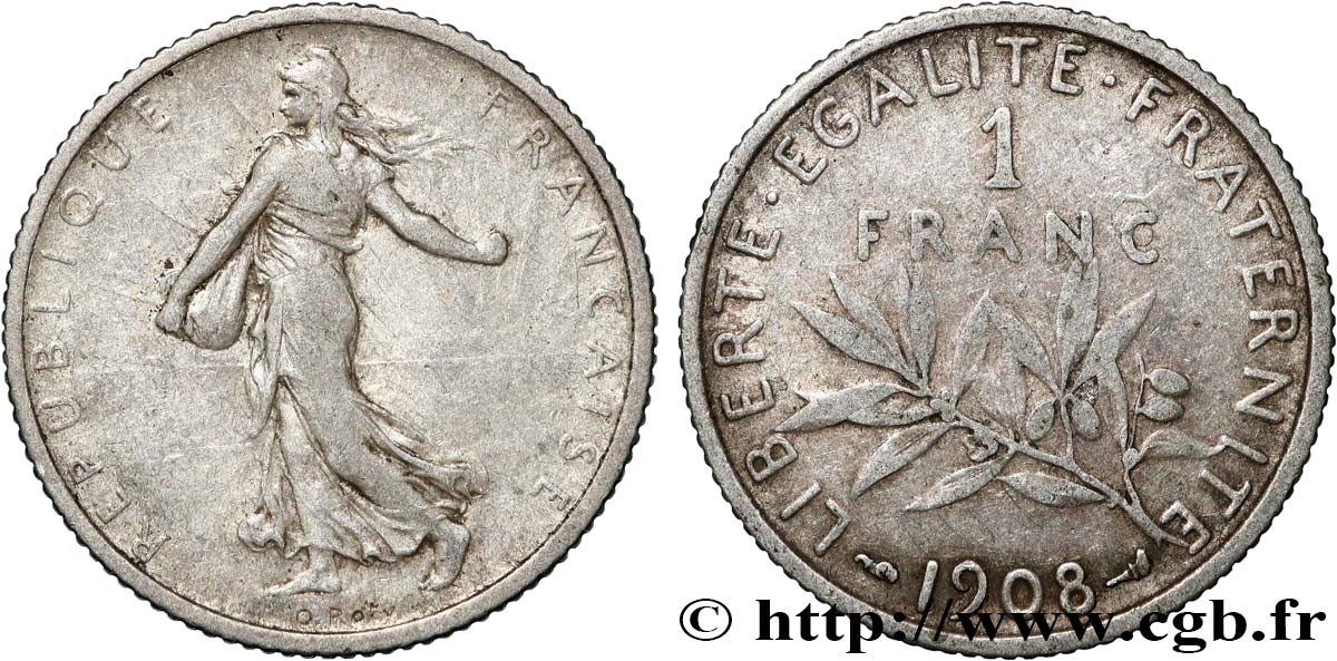 1 franc Semeuse 1908 Paris F.217/13 TB 