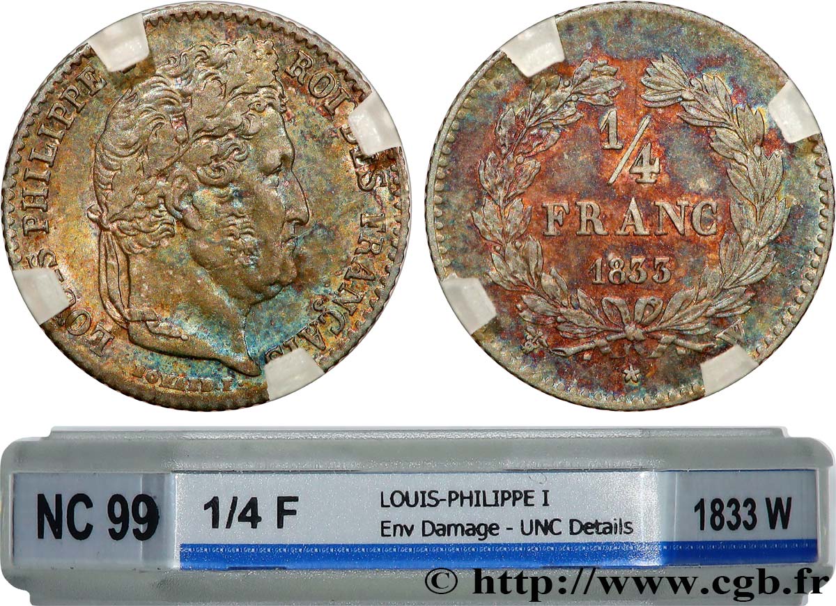 1/4 franc Louis-Philippe 1833 Lille F.166/36 SPL+ GENI