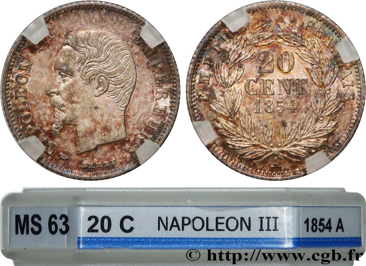 20 centimes Napoléon III, tête nue 1854 Paris F.148/2 SC63 GENI