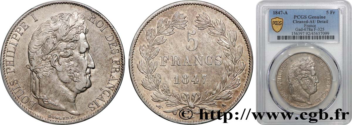 5 francs IIIe type Domard 1847 Paris F.325/14 q.SPL PCGS