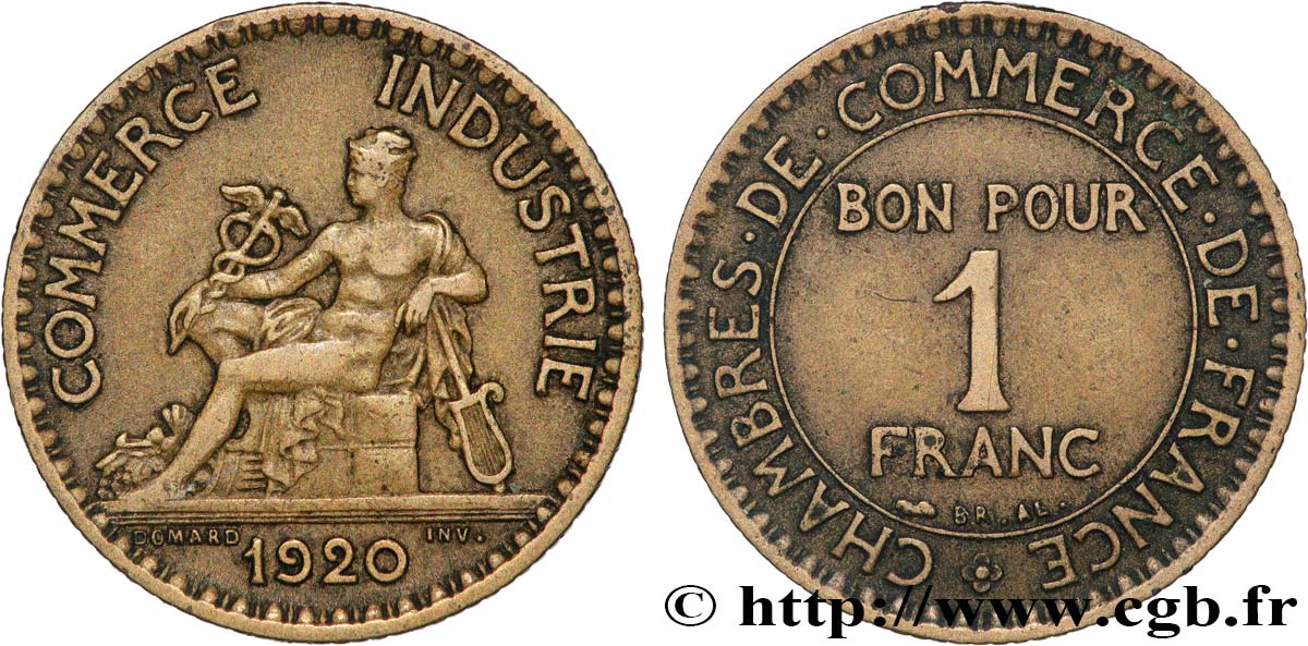 1 franc Chambres de Commerce 1920 Paris F.218/2 TB+ 