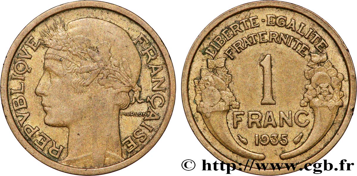 1 franc Morlon 1935 Paris F.219/6 XF 
