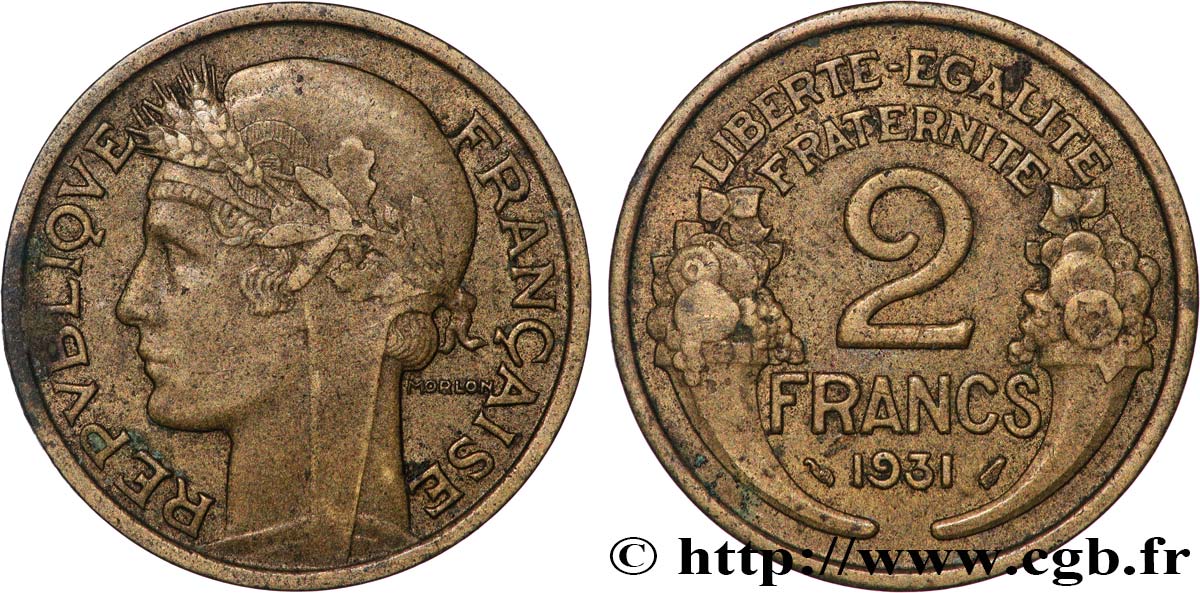 2 francs Morlon 1931  F.268/2 XF40 