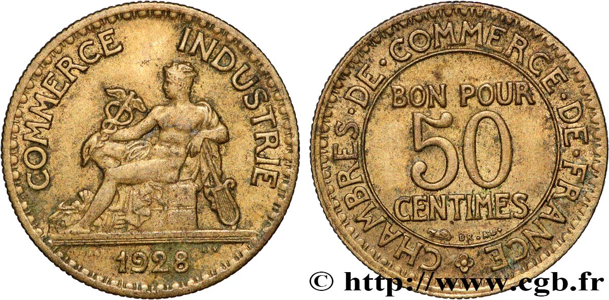 50 centimes Chambres de Commerce 1928 Paris F.191/10 TTB 
