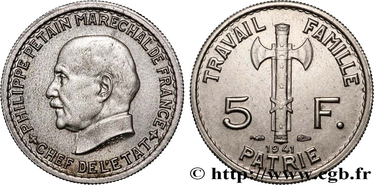 5 francs Pétain 1941  F.338/2 SPL 