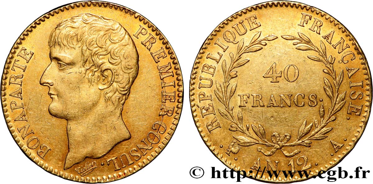 40 francs or Bonaparte Premier Consul 1804 Paris F.536/6 TTB+ 