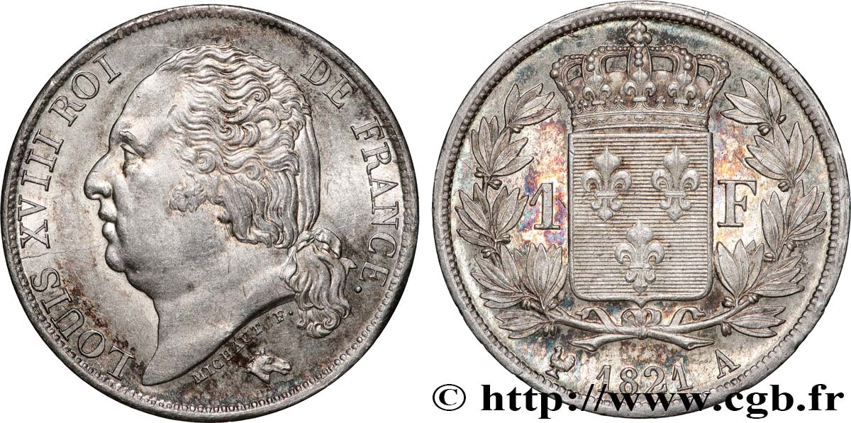 1 franc Louis XVIII 1821 Paris F.206/36 MS 
