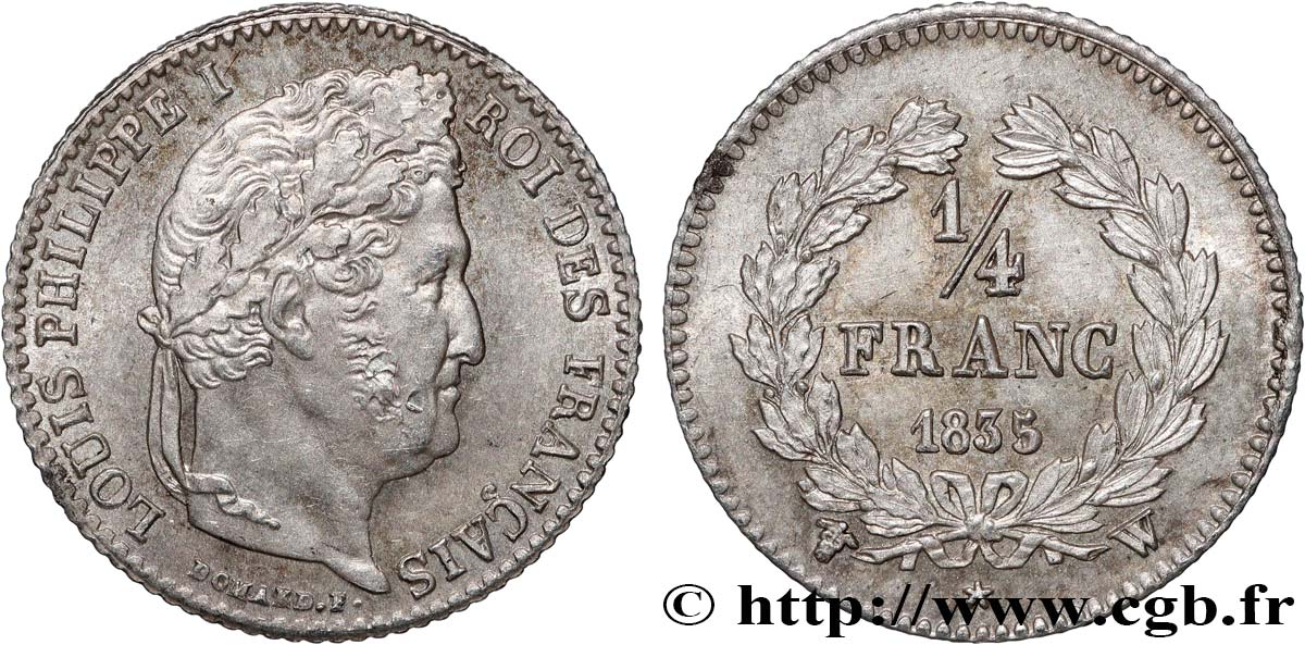 1/4 franc Louis-Philippe 1835 Lille F.166/57 SUP+ 