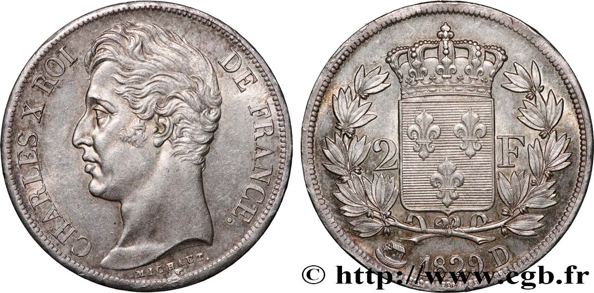 2 francs Charles X 1829 Lyon F.258/52 SPL63 