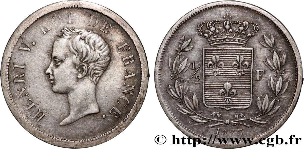 1/2 franc, buste juvénile 1833  VG.2713  AU 