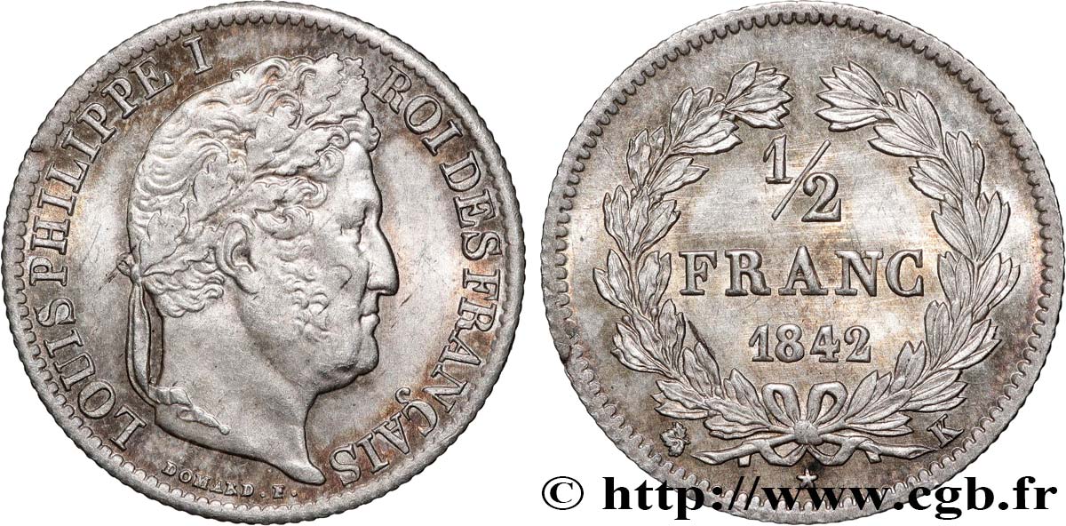 1/2 franc Louis-Philippe 1842 Bordeaux F.182/97 SUP60 