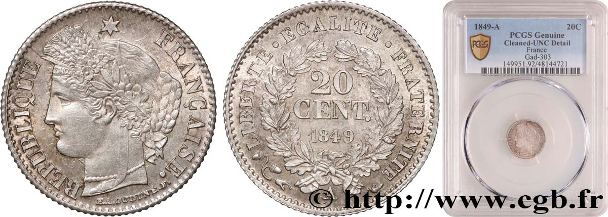 20 centimes Cérès, IIe République 1849 Paris F.146/1 MS 