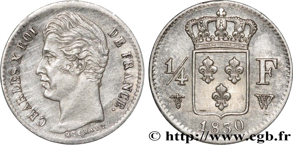 1/4 franc Charles X 1830 Lille F.164/42 SUP 