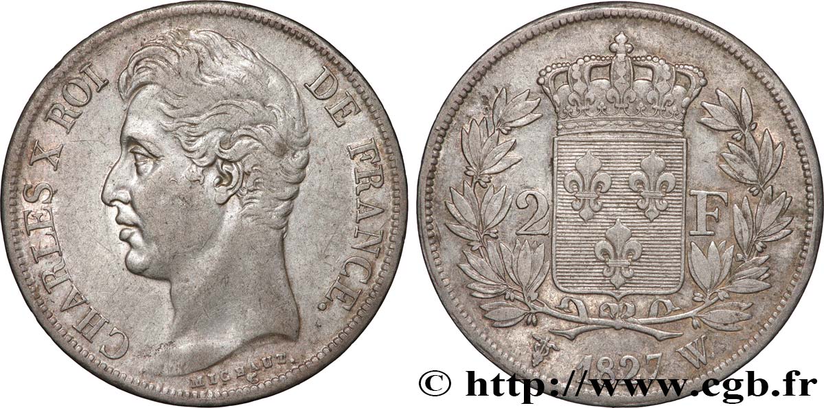 2 francs Charles X 1827 Lille F.258/35 TB35 