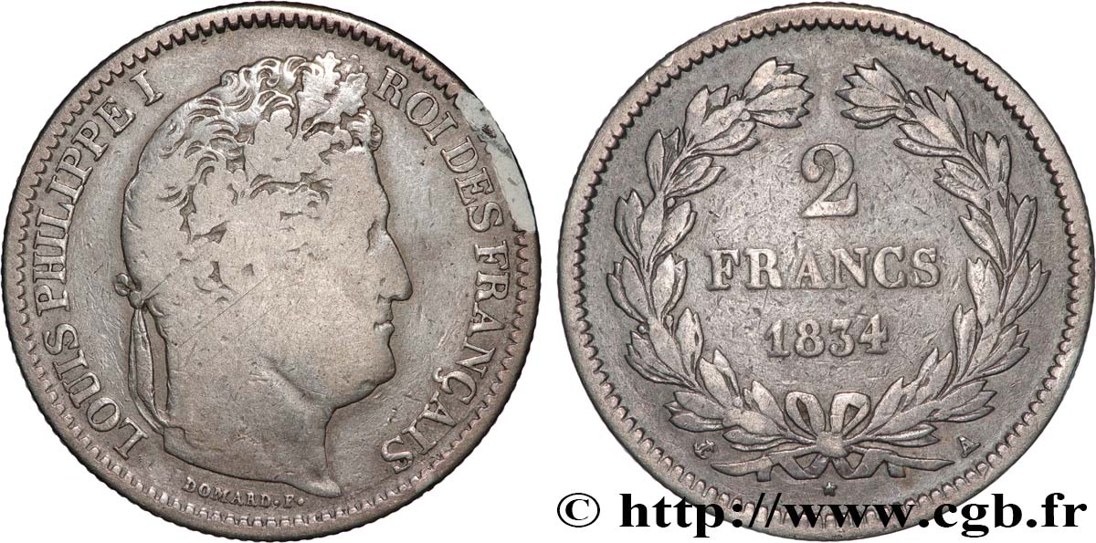 2 francs Louis-Philippe 1834 Paris F.260/29 fS 