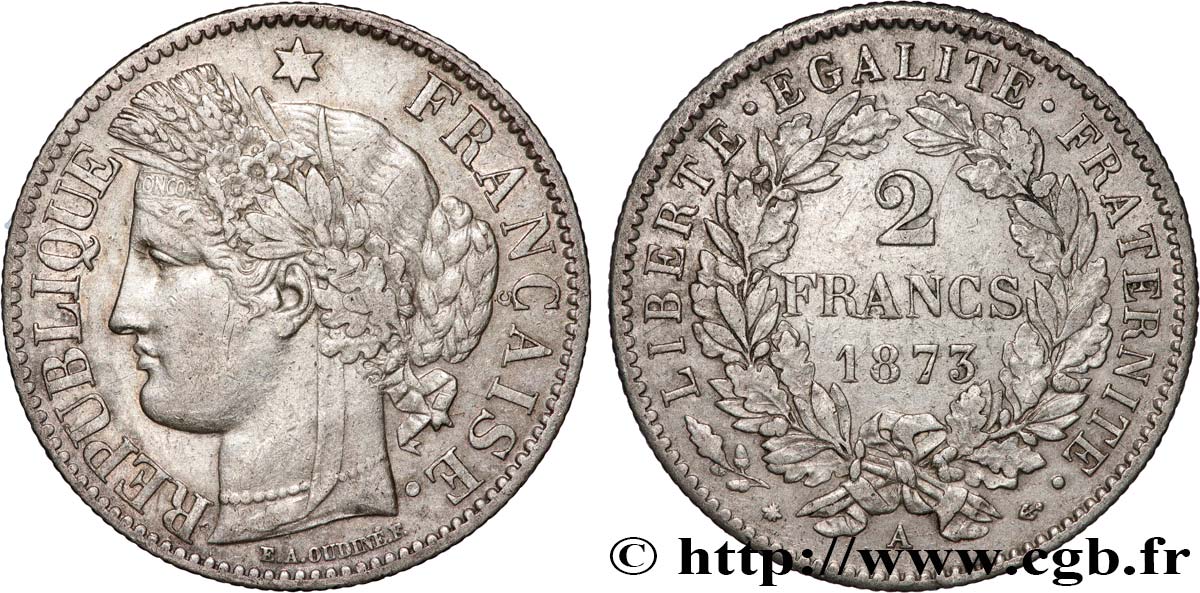 2 francs Cérès, avec légende 1873 Paris F.265/10 MBC45 