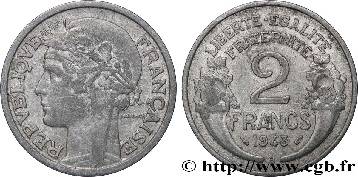 2 francs Morlon, aluminium 1948 Beaumont-Le-Roger F.269/13 TTB 