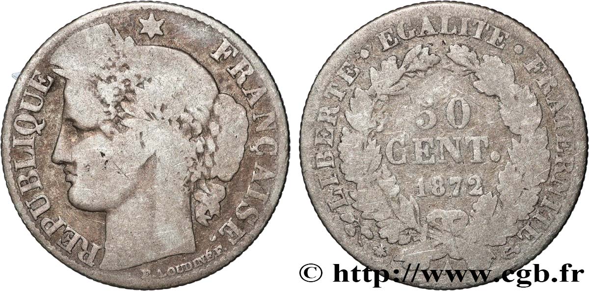 50 centimes Cérès, IIIe République 1872 Paris F.189/3 SGE 