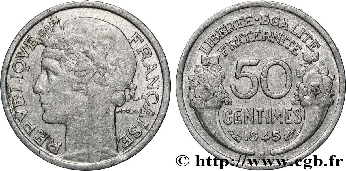 50 centimes Morlon, légère 1945 Beaumont-le-Roger F.194/6 TTB 
