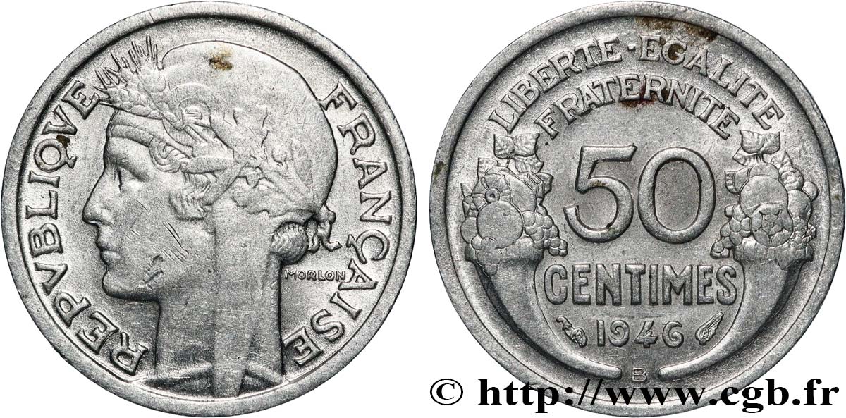 50 centimes Morlon, légère 1946 Beaumont-le-Roger F.194/9 SS 
