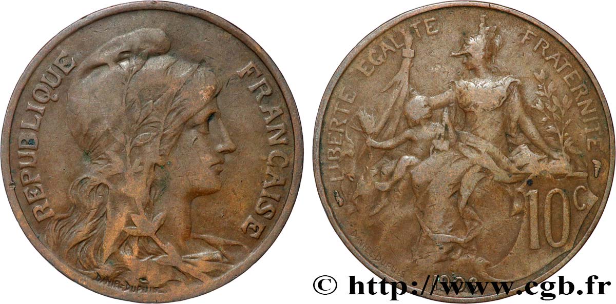 10 centimes Daniel-Dupuis 1908  F.136/17 TB 
