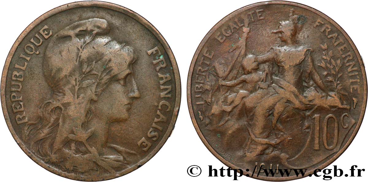 10 centimes Daniel-Dupuis 1911  F.136/20 VF35 