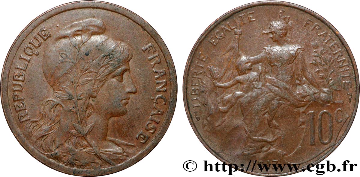 10 centimes Daniel-Dupuis 1917  F.136/28 VF35 