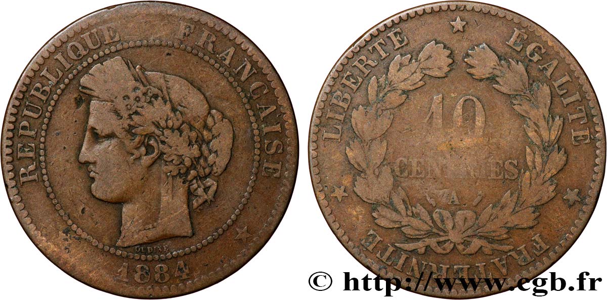10 centimes Cérès 1884 Paris F.135/28 TB20 