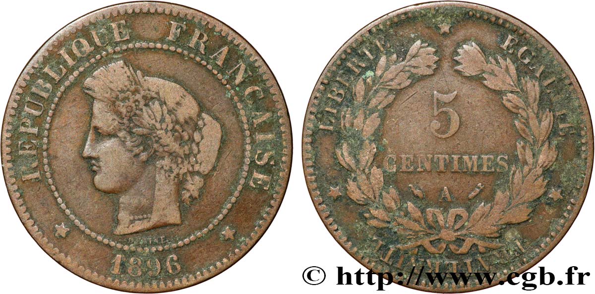 5 centimes Cérès 1896 Paris F.118/37 TB15 