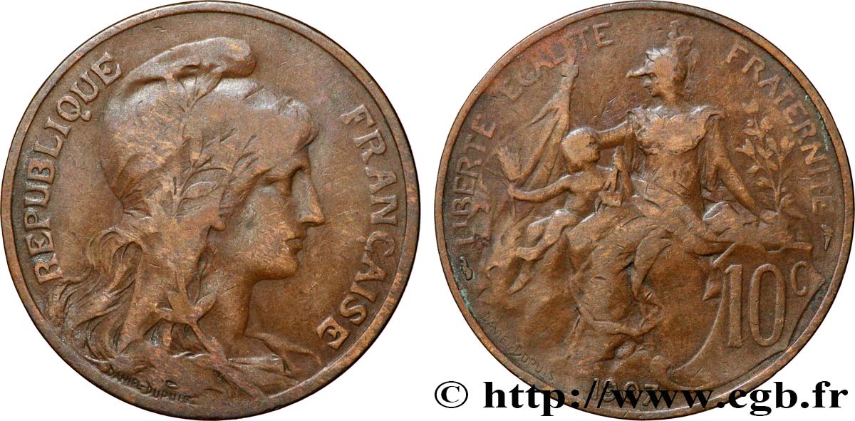 10 centimes Daniel-Dupuis 1907  F.136/16 TB20 