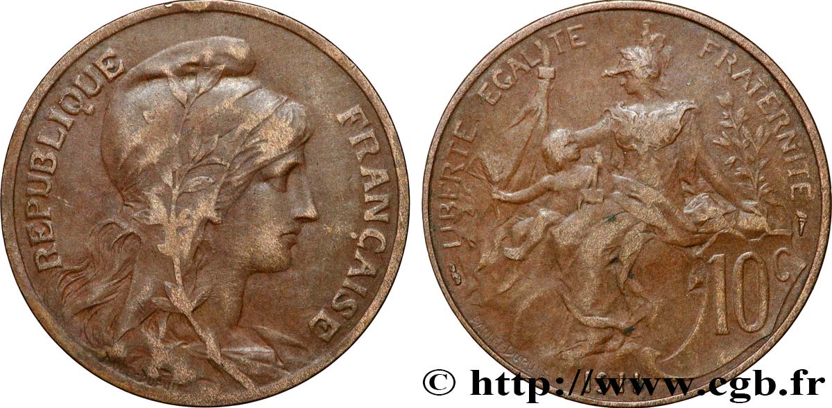 10 centimes Daniel-Dupuis 1911  F.136/20 VF35 