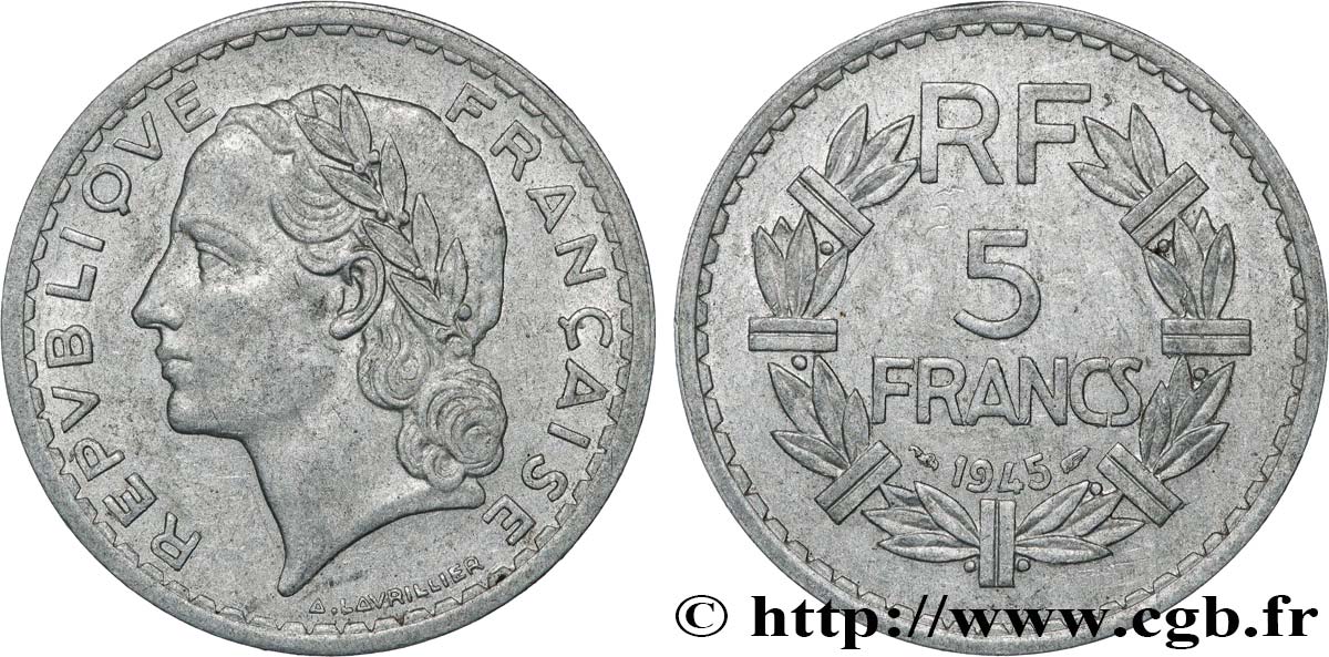 5 francs Lavrillier aluminium 9 ouvert 1945 F.339 3 fmd 839201