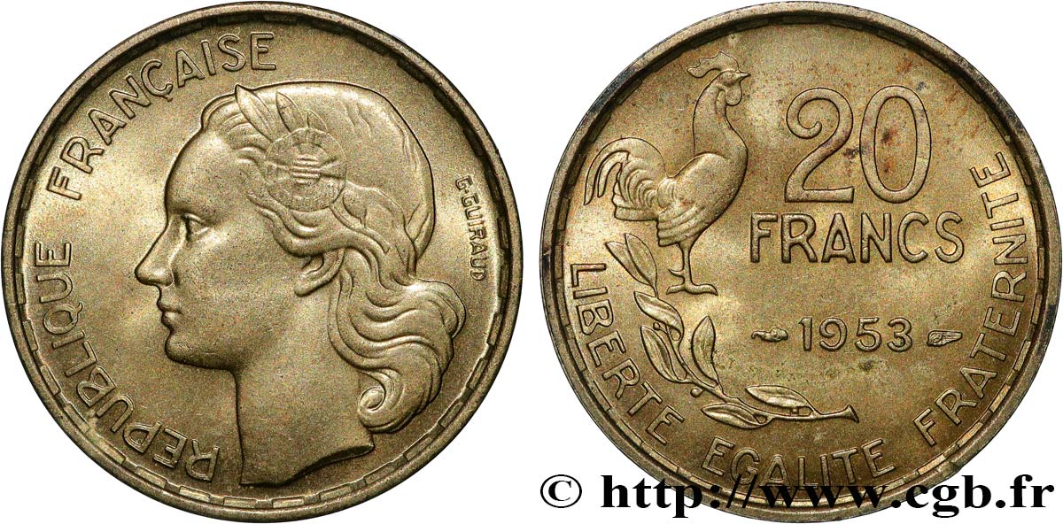 20 francs G. Guiraud 1953  F.402/11 SPL+ 