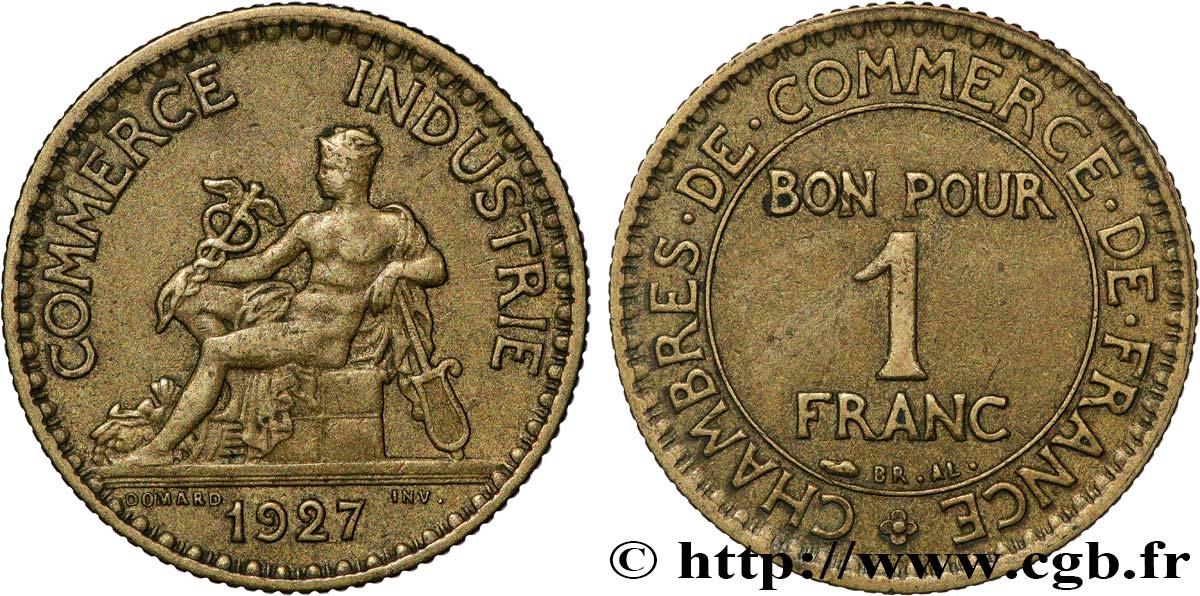 1 franc Chambres de Commerce 1927 Paris F.218/9 VF 