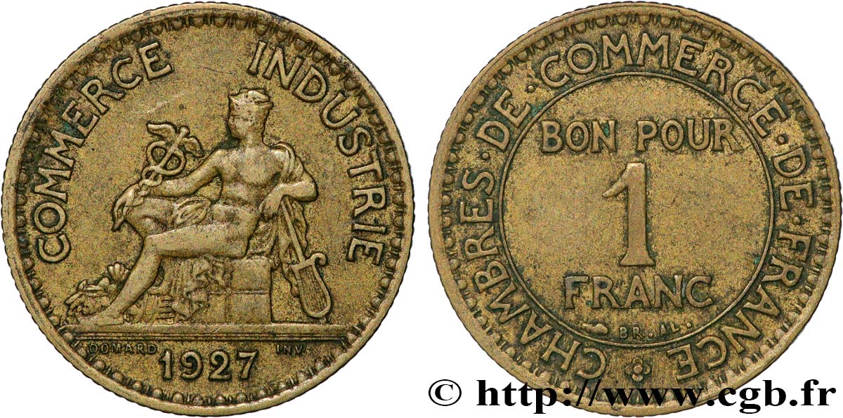 1 franc Chambres de Commerce 1927 Paris F.218/9 VF 