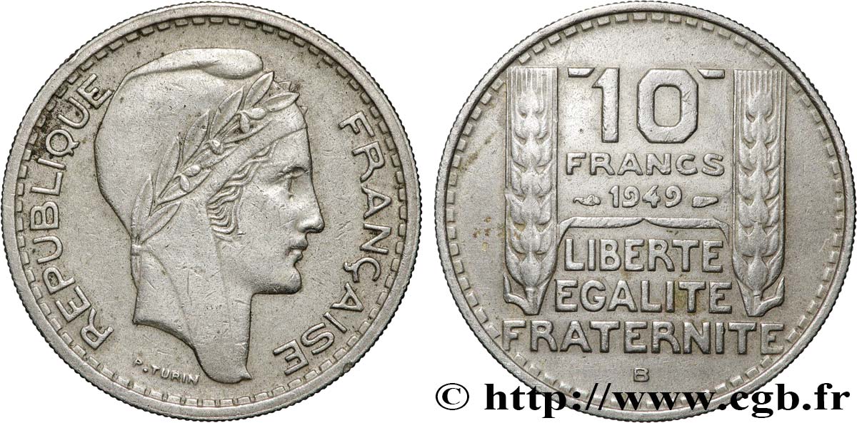 10 francs Turin, petite tête 1949 Beaumont-Le-Roger F.362/7 MBC 