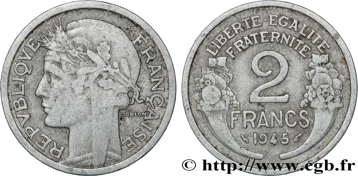 2 francs Morlon, aluminium 1945 Beaumont-Le-Roger F.269/6 BC+ 